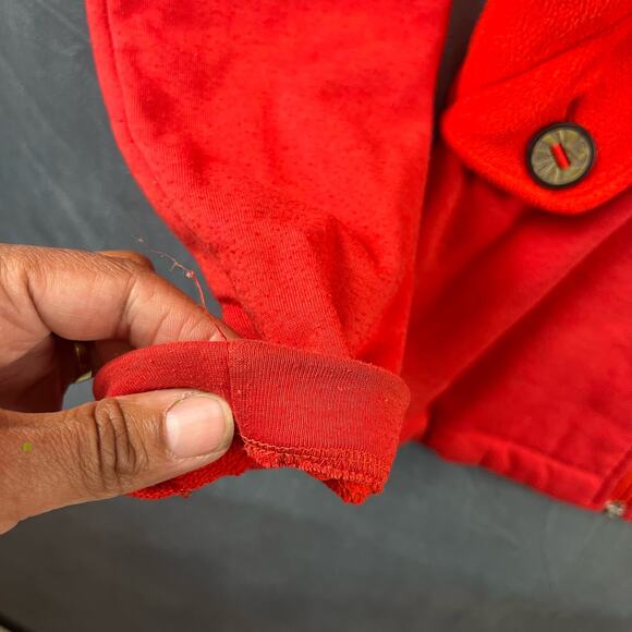 Women's Small Heavyweight Burton Fleece Performance Hood Jacket Red Full Zip Y2K - Picture 16 of 16